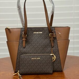Michael Kors Brown Tote and Wallet Set
